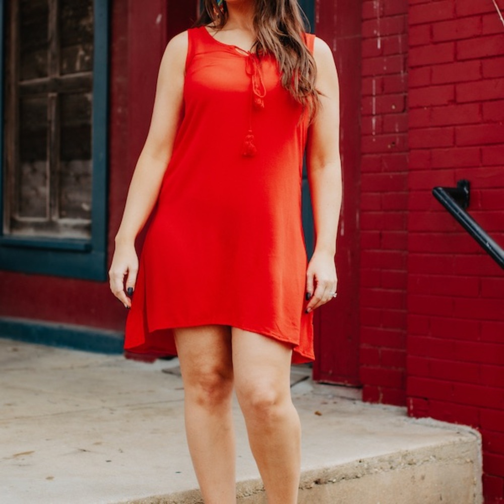 Lucky & Blessed Sleeveless Red Shift Dress